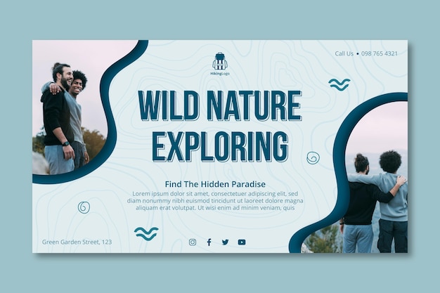 Plantilla de banner de exploración de naturaleza salvaje