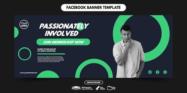 Vector plantilla de banner de facebook apasionadamente involucrada