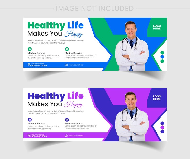 plantilla de banner de Facebook o web para la atención médica