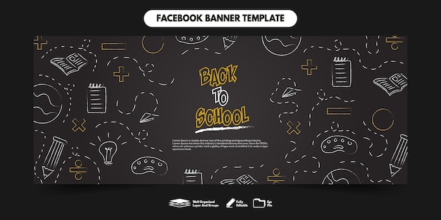 Plantilla de banner de facebook de regreso a la escuela