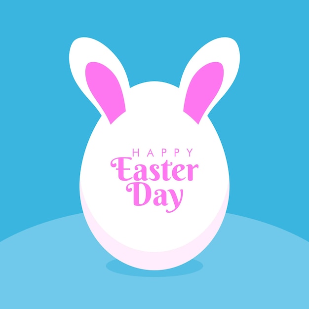 Plantilla de banner de feliz día de pascua con lindo huevo combinado con ilustración de conejo