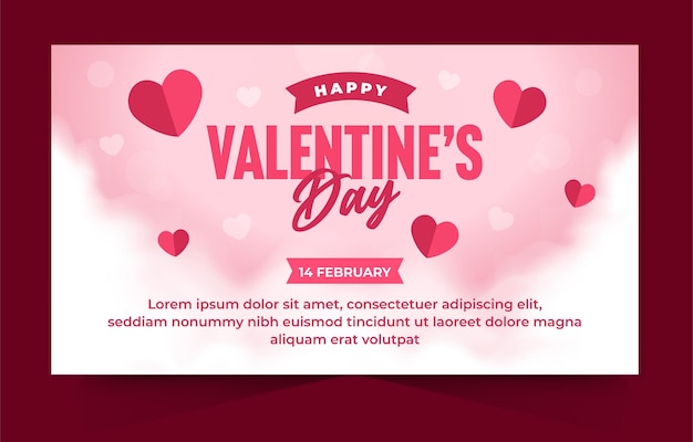 Plantilla de banner de feliz día de san valentín con hermoso adorno de amor