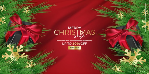 Plantilla de banner de feliz navidad con decoración festiva para navidad vector premium