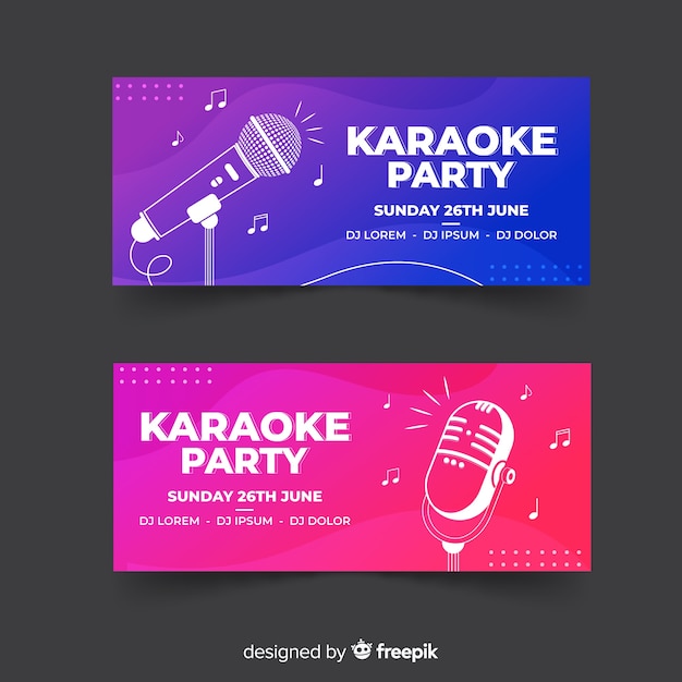 Vector plantilla de banner de fiesta karaoke plana