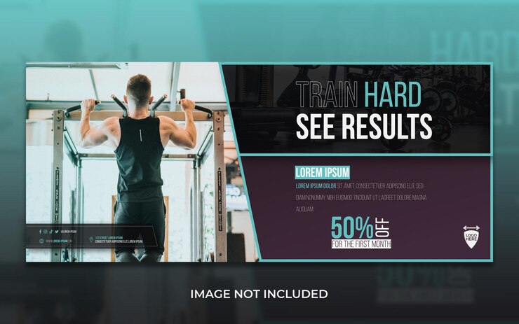 Plantilla de banner de fitness de gimnasio de éxito en forma
