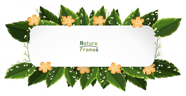 Plantilla de banner con flores y hojas