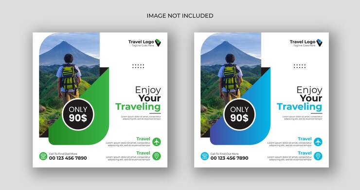 plantilla de banner de folleto cuadrado para las redes sociales de negocios de viajes
