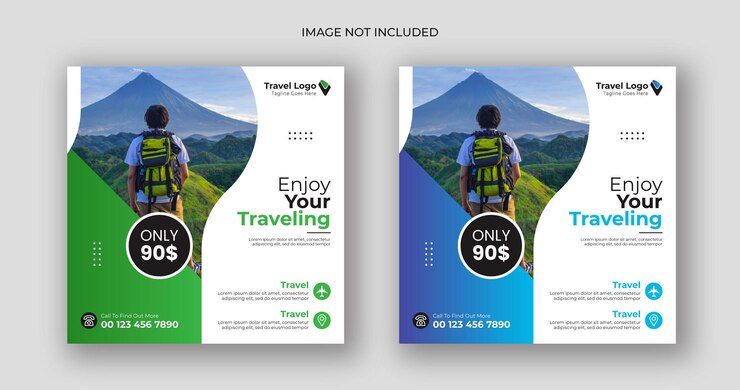 plantilla de banner de folleto cuadrado para las redes sociales de negocios de viajes