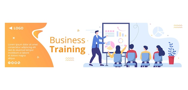 Plantilla de banner de formación, seminario o cursos en línea de negocios Ilustración plana editable de fondo cuadrado para redes sociales o tarjeta de saludos