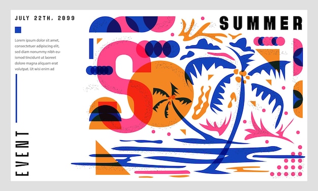 Vector plantilla de banner de formas abstractas de verano para invitación y promoción impresa y digital