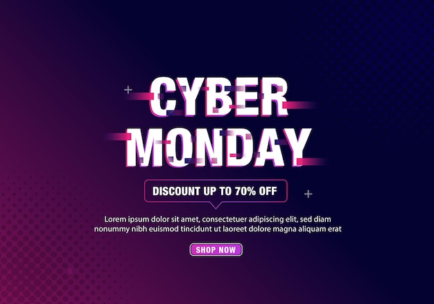 Plantilla de banner futurista Cyber Monday con falla