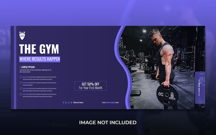 Plantilla de banner de gimnasio para entusiastas del fitness
