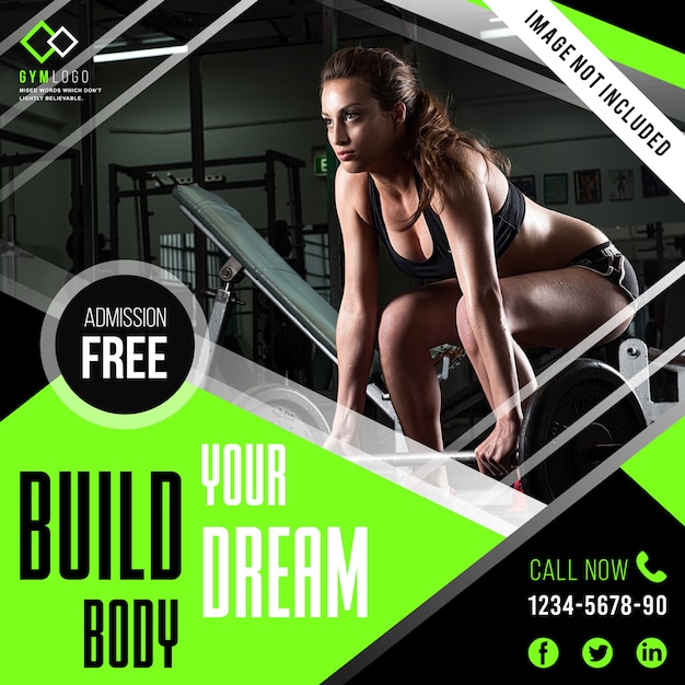 Vector plantilla de banner de gimnasio fitness o post instagram