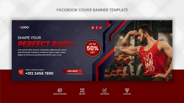 Vector plantilla de banner de gimnasio fitness