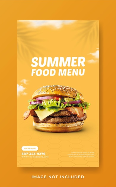 Plantilla de banner de historia de instagram de promoción de verano de hamburguesas