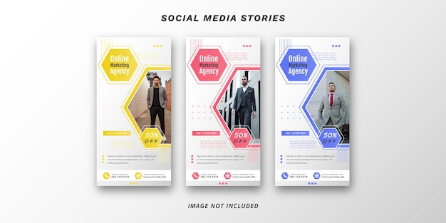 Plantilla de banner de historias de redes sociales de marketing digital