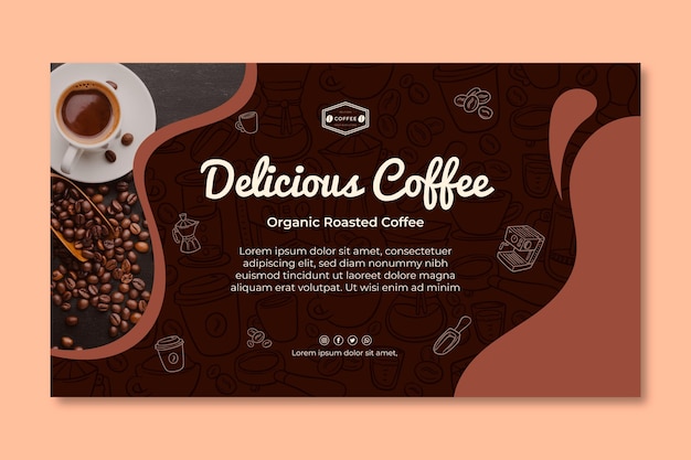 Vector plantilla de banner horizontal de café