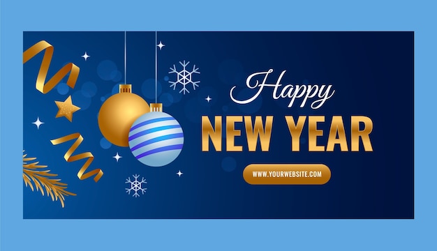 Vector plantilla de banner horizontal de celebración de año nuevo 2023