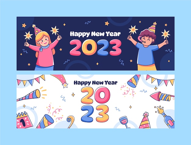 Vector plantilla de banner horizontal de celebración de año nuevo