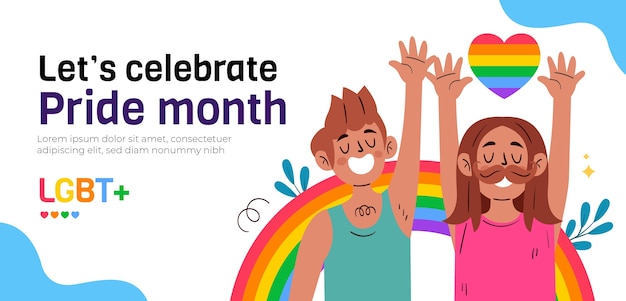 Plantilla de banner horizontal para la celebración del mes del orgullo