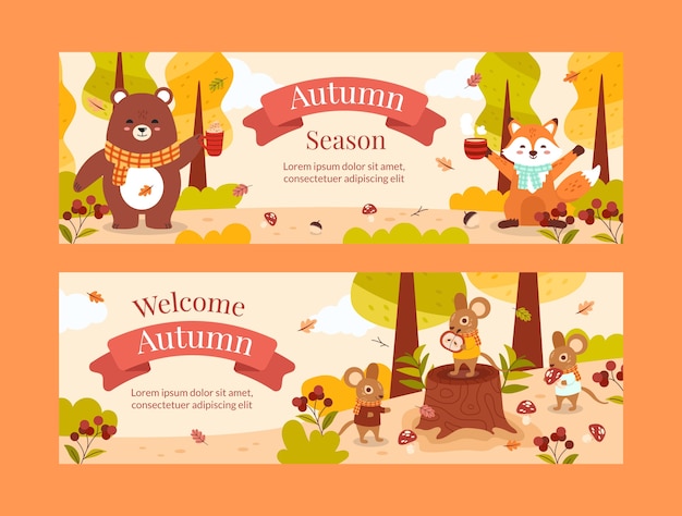 Plantilla de banner horizontal para la celebración de la temporada de otoño