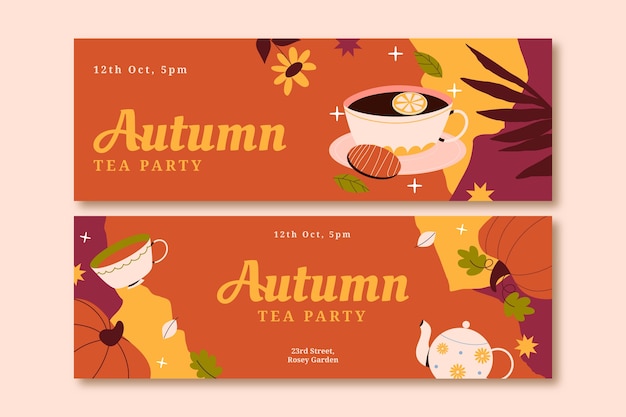 Vector plantilla de banner horizontal para la celebración de la temporada de otoño