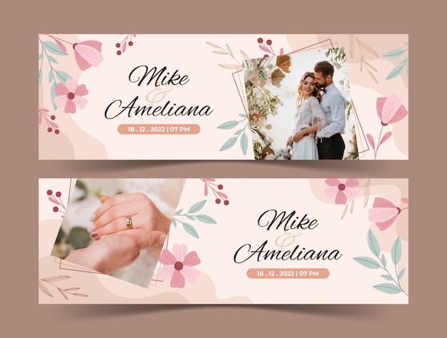 Plantilla de banner horizontal de ceremonia de boda