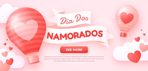 Plantilla de banner horizontal degradado dia dos namorados