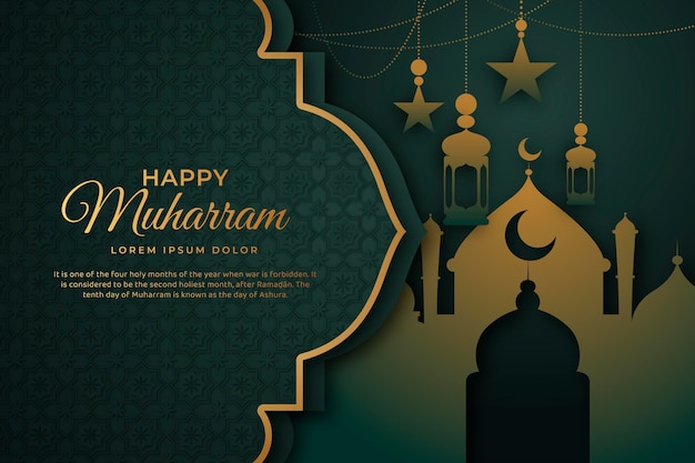 Plantilla de banner horizontal degradado muharram