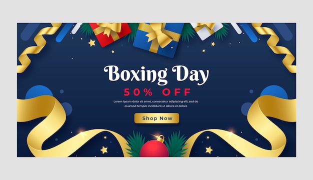 Plantilla de banner horizontal del día del boxeo degradado