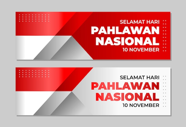 Plantilla de banner horizontal del día de los héroes de pahlawan