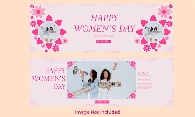 Plantilla de banner horizontal del día internacional de la mujer