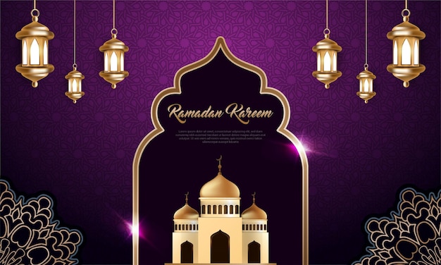 Plantilla de banner horizontal islámico ramadan kareem realista