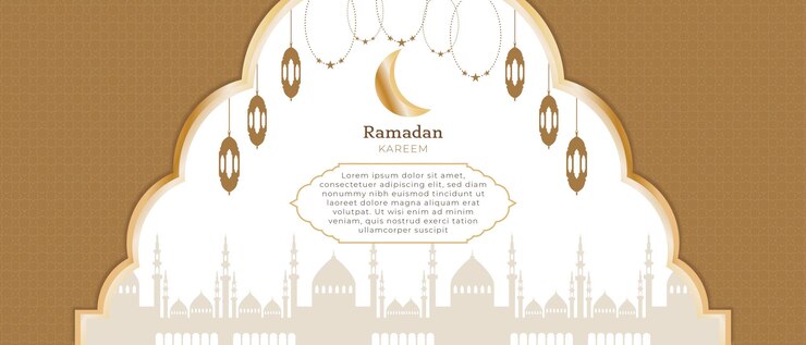 Plantilla de banner horizontal islámico de Ramadán Mubarak