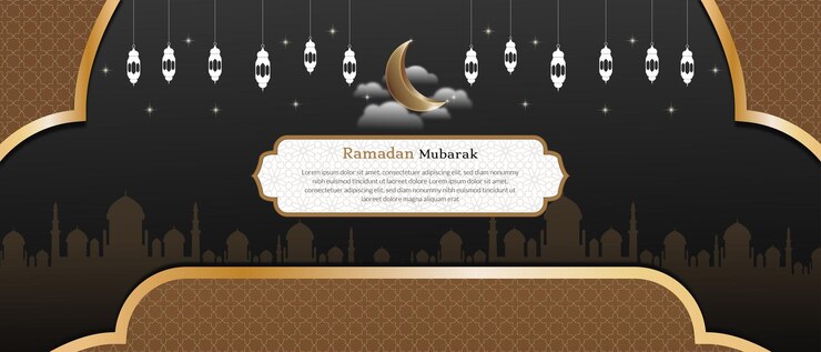Plantilla de banner horizontal islámico de Ramadán Mubarak