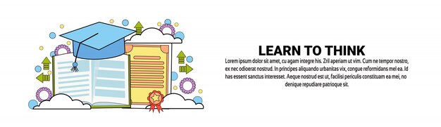 Plantilla de banner horizontal learn to think concept