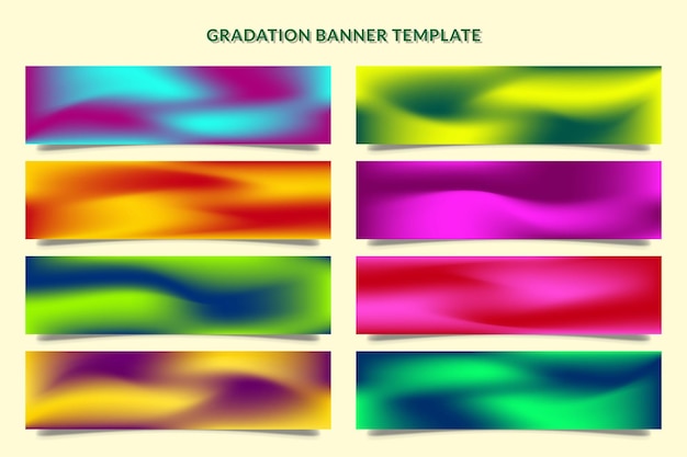 Plantilla de banner horizontal de malla de gradación conjunto de gráficos vectoriales de colección