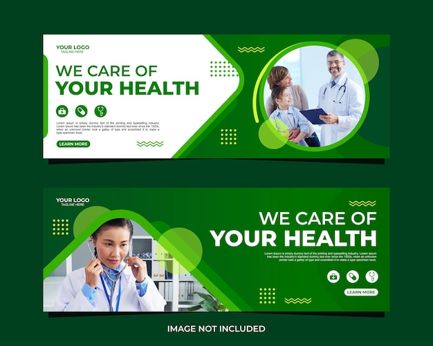 Plantilla de banner horizontal nos preocupamos por tu salud