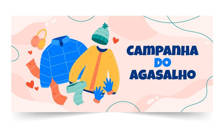Vector plantilla de banner horizontal plana campanha do agasalho
