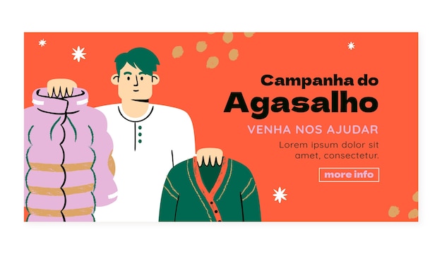 Vector plantilla de banner horizontal plana campanha do agasalho