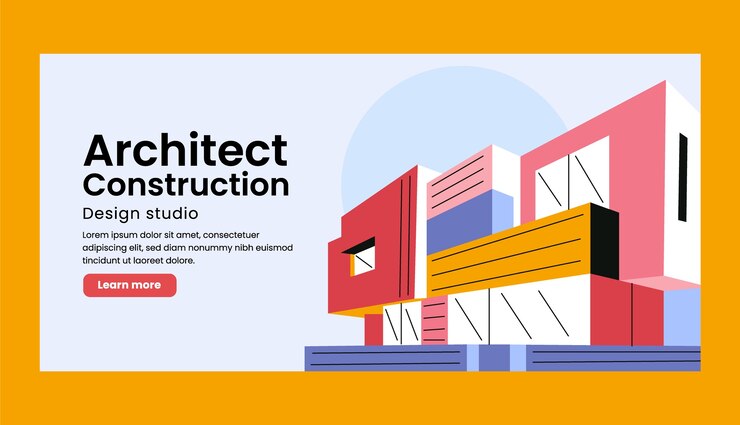 Vector plantilla de banner horizontal plano para la celebración del día mundial de la arquitectura