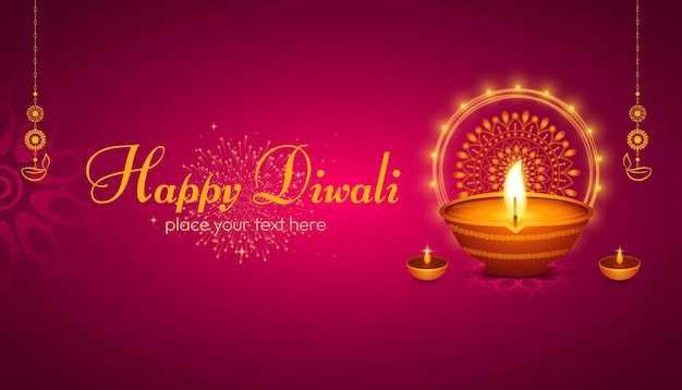 Plantilla de banner horizontal plano para la celebración del festival diwali