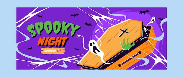 Vector plantilla de banner horizontal plano de halloween