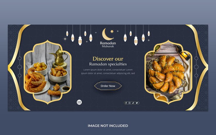Plantilla de banner horizontal de Ramadán Iftar Promo