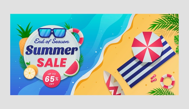 Vector plantilla de banner horizontal de venta de verano degradado