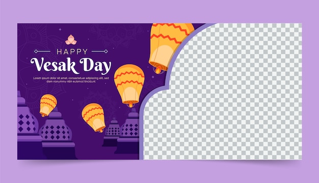 Plantilla de banner horizontal vesak plana