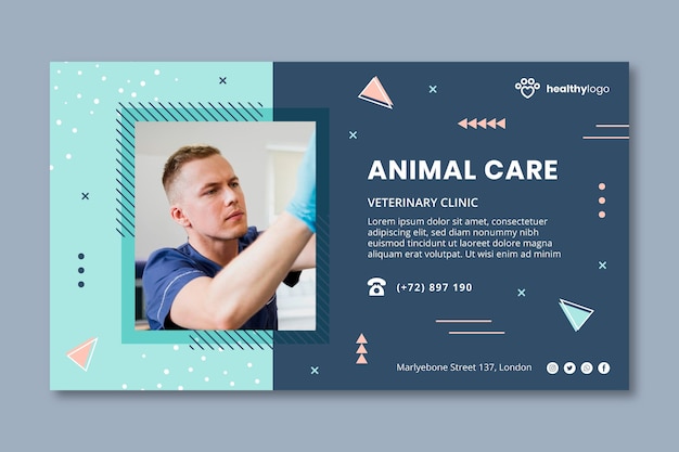Plantilla de banner horizontal veterinario