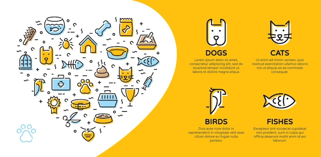 plantilla de banner de icono de mascotas vectorial