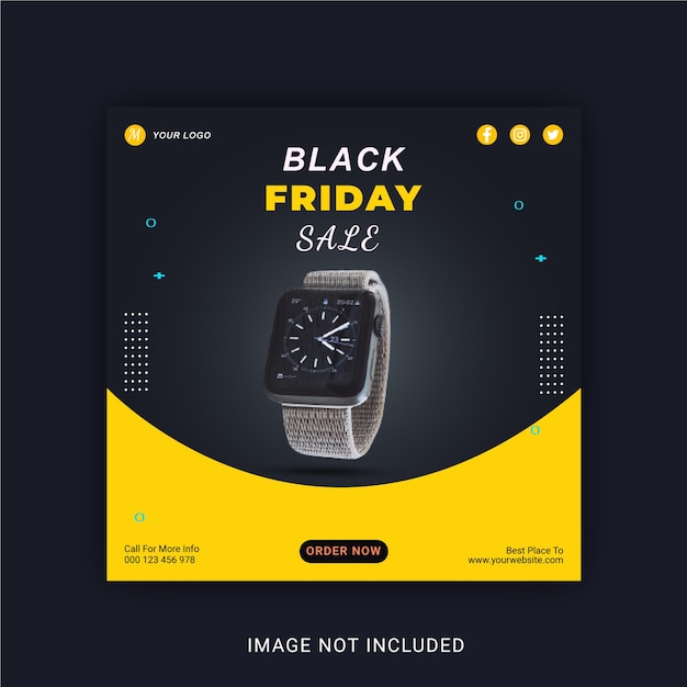 Vector plantilla de banner de instagram de publicación de redes sociales de black friday sale