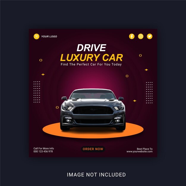 Vector plantilla de banner de instagram para publicación en redes sociales de drive luxury car